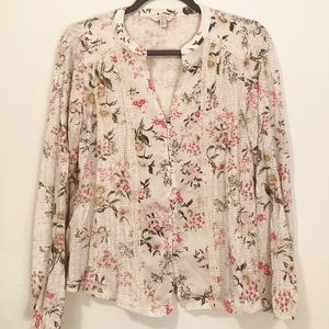 Lucky Brand Women’s Boho Floral Long Sleeve Top S